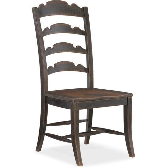 Hill Country Twin Sisters Ladderback Side Chair (Set of 2) by Hooker Furniture in anthracite black. Made from white oak veneers in a traditional style.
