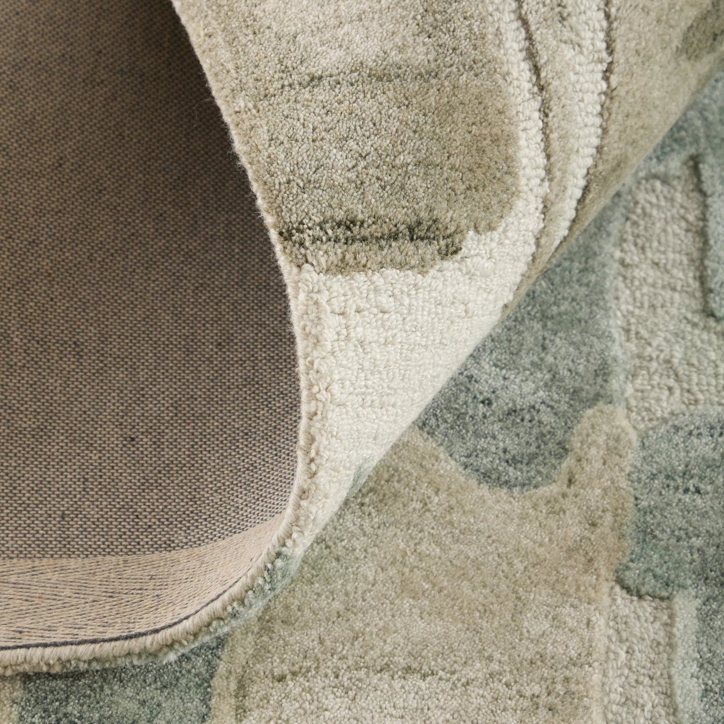 006 SI-2518398,SI-2518399,SI-2518400,SI-2518401,SI-2518402 | Closeup | Kendall KDL8A59F Rug by Feizy in green, brown, ivory. Made from viscose, wool in a unique style.