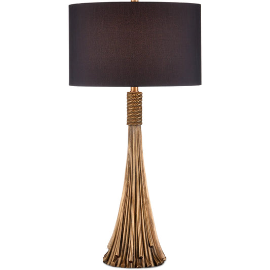 Baroque Table Lamp by Currey and Company in antique brass. Made from cast aluminum, brass in a unique style.