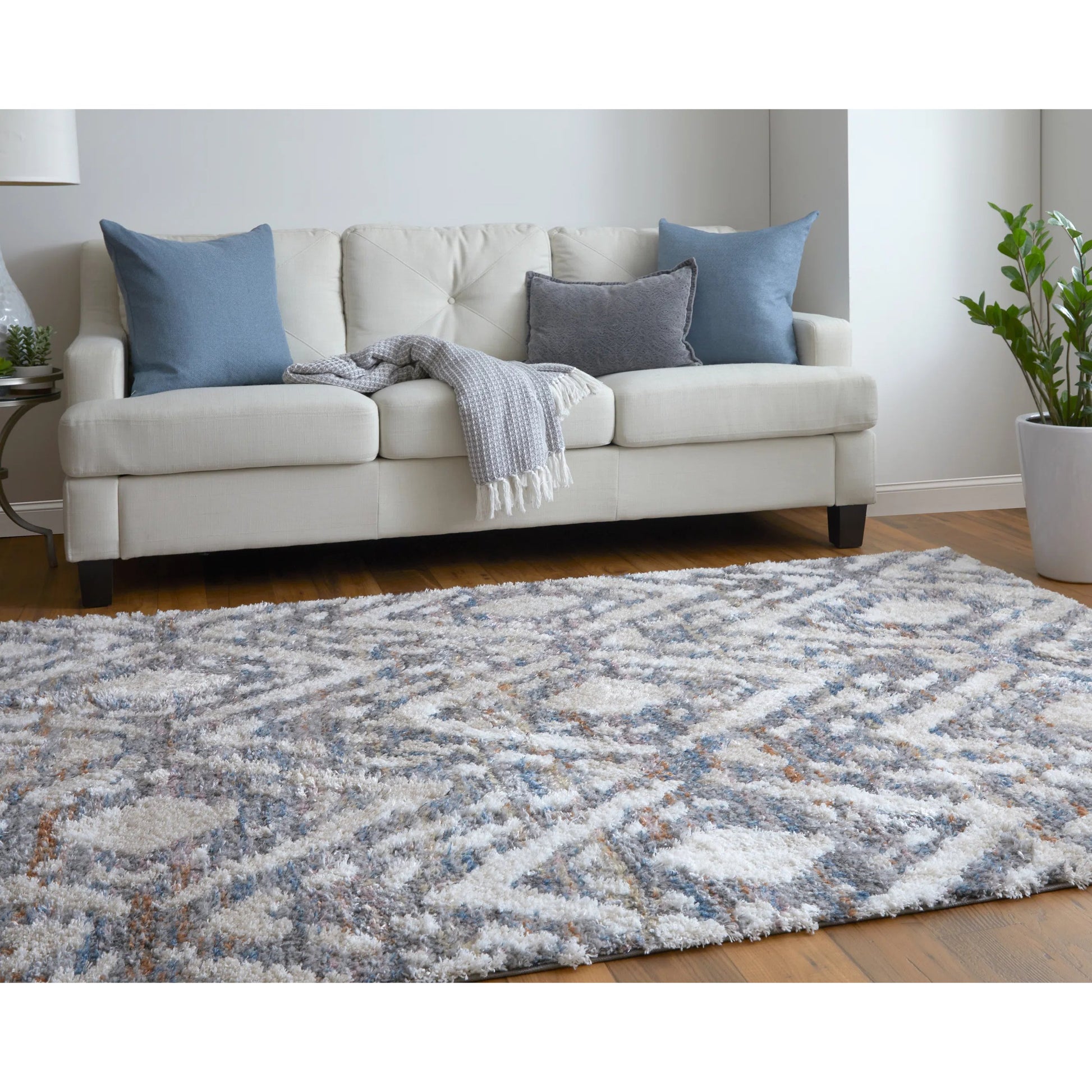 Mynka Transitional Diamond Rug - 39IAF by Feizy in ivory, gray, taupe. Made from polyester in a unique style.