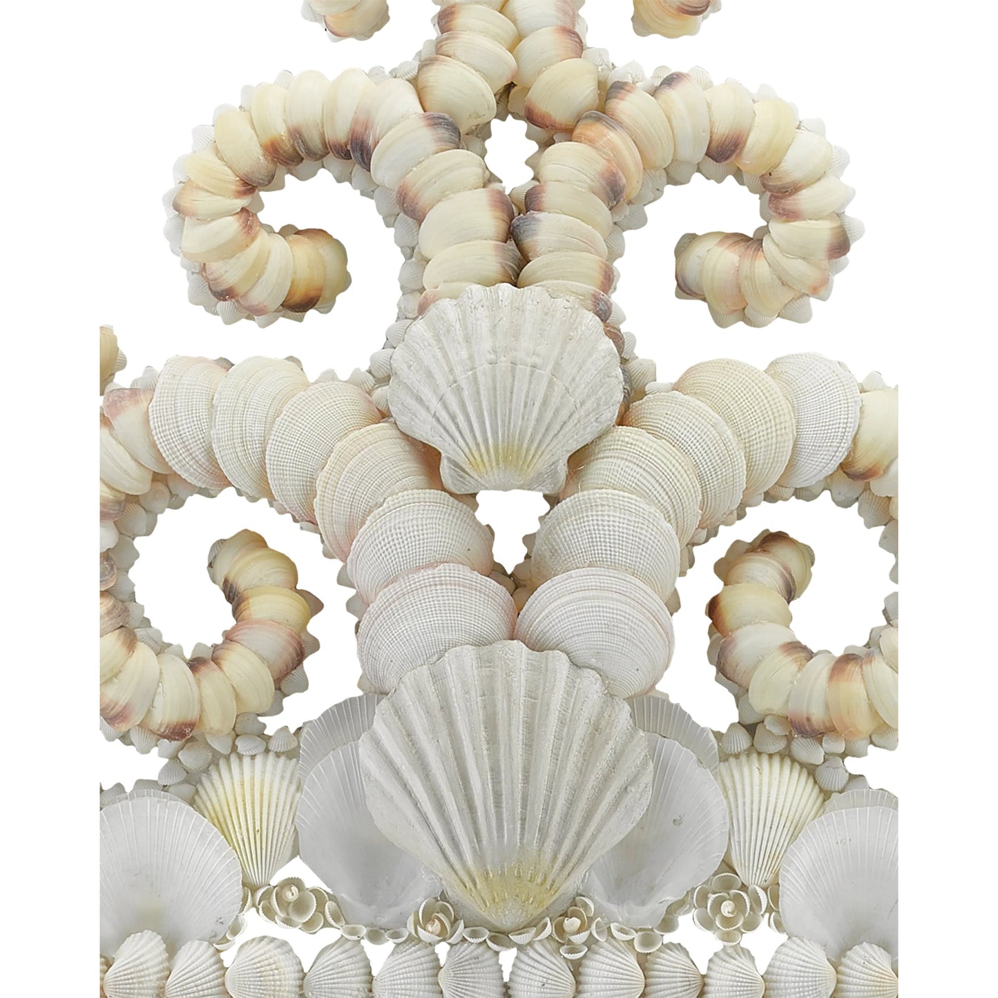 003 S-258099 | Additional Silo | Cecilia Mirror by Currey and Company in white, natural, mirror. Made from shells, wood, mirror in a coastal style.