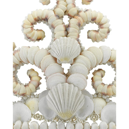 Cecilia Mirror by Currey and Company in white, natural, mirror. Made from shells, wood, mirror in a coastal style.