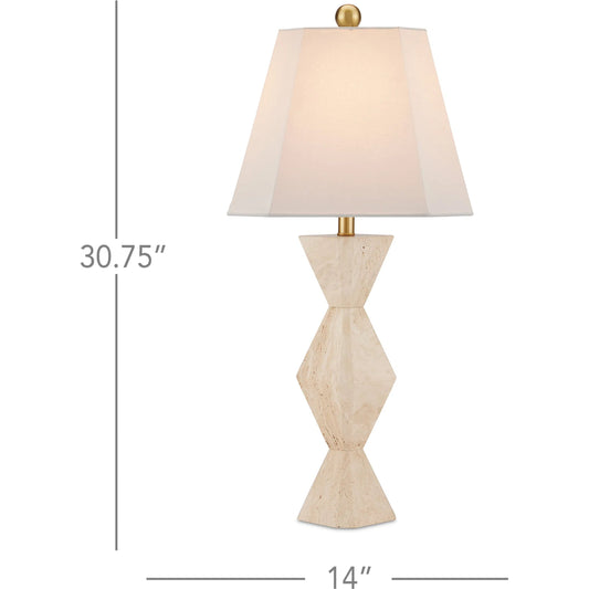 Estelle Table Lamp by Currey and Company in natural. Made from travertine in a modern style.