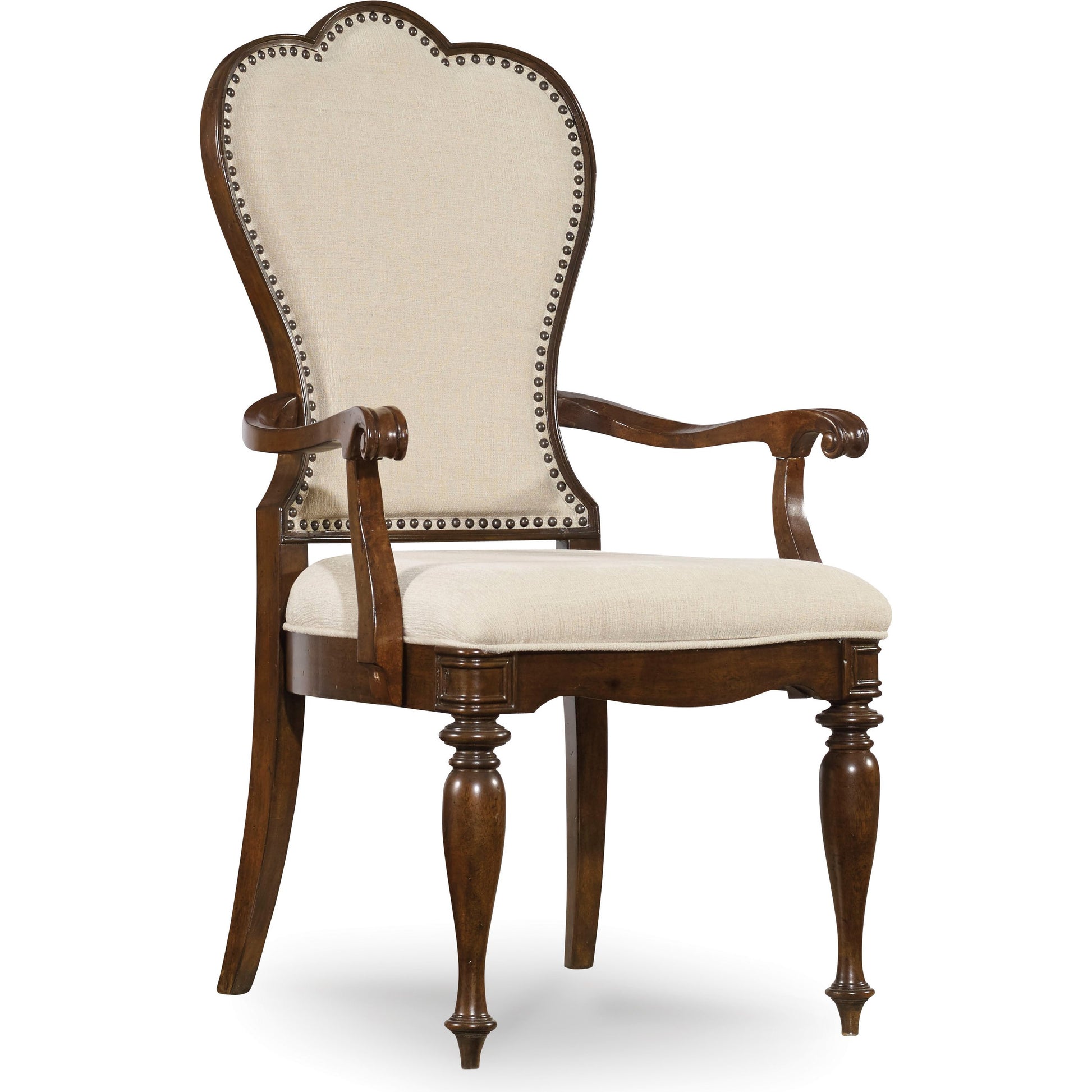 Leesburg Upholstered Arm Chair (Set of 2) by Hooker Furniture in mahogany, alabaster. Made from mahogany veneers, fabric in a traditional style.