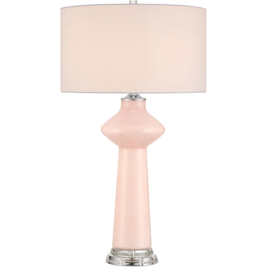 Henrietta Table Lamp by Currey and Company in pink, clear. Made from glass, optic crystal in a eclectic & global style.