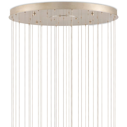 Catrice Pendant by Currey and Company in painted silver, contemporary silver leaf, natural shell. Made from capiz shell, wrought iron in a coastal style.