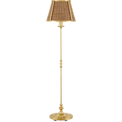 Deauville Floor Lamp by Currey and Company in polished brass, natural. Made from metal, seagrass in a cottage & farmhouse style.