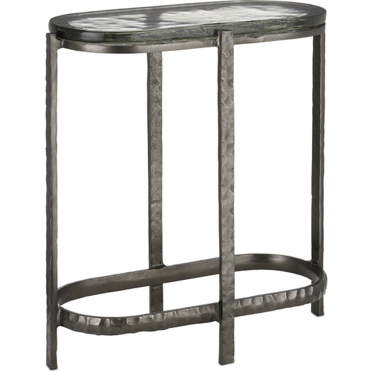 Acea Side Table by Currey and Company. Made from cast aluminum, cast glass in a modern style.