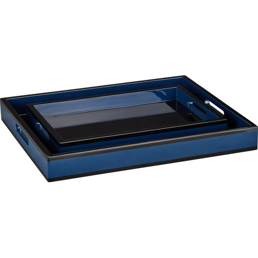 Lacquer Tray Set by Currey and Company. Made from wood in a unique style.