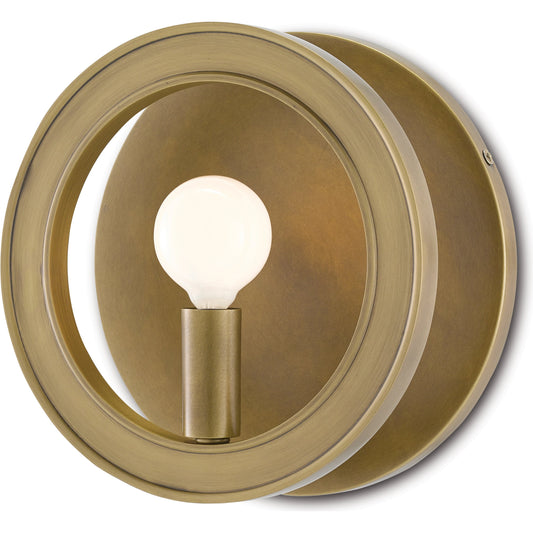 Chaplet Wall Sconce by Currey and Company in antique brass. Made from metal in a transitional style.
