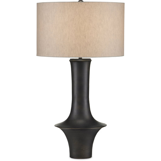 Silvestri Table Lamp by Currey and Company in black. Made from cast aluminum in a modern style.
