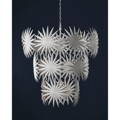 Bismarkia Chandelier by Currey and Company in gesso white. Made from wrought iron in a modern style.