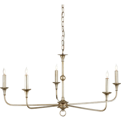 Nottaway Chandelier by Currey and Company. Made from wrought iron in a modern style.