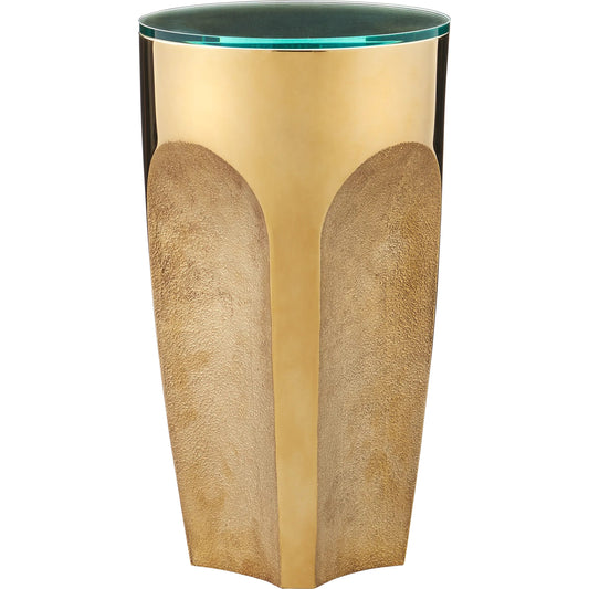 Lemy Drinks Table by Currey and Company. Made from stainless steel, tempered glass in a unique style.
