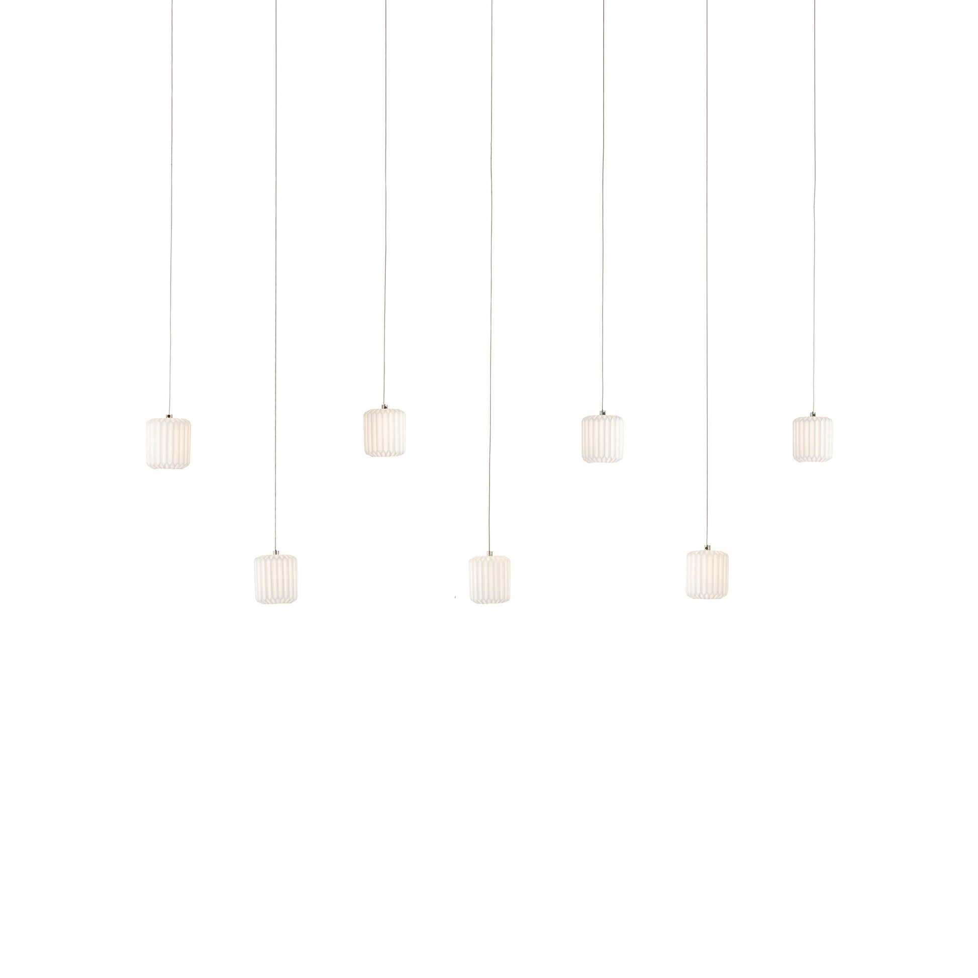 Dove Rectangular 7-LIGHT Multi-Drop Pendant by Currey and Company in white, silver. Made from ceramic in a modern style.