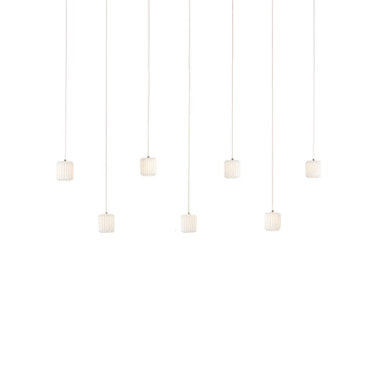 Dove Rectangular 7-LIGHT Multi-Drop Pendant by Currey and Company in white, silver. Made from ceramic in a modern style.