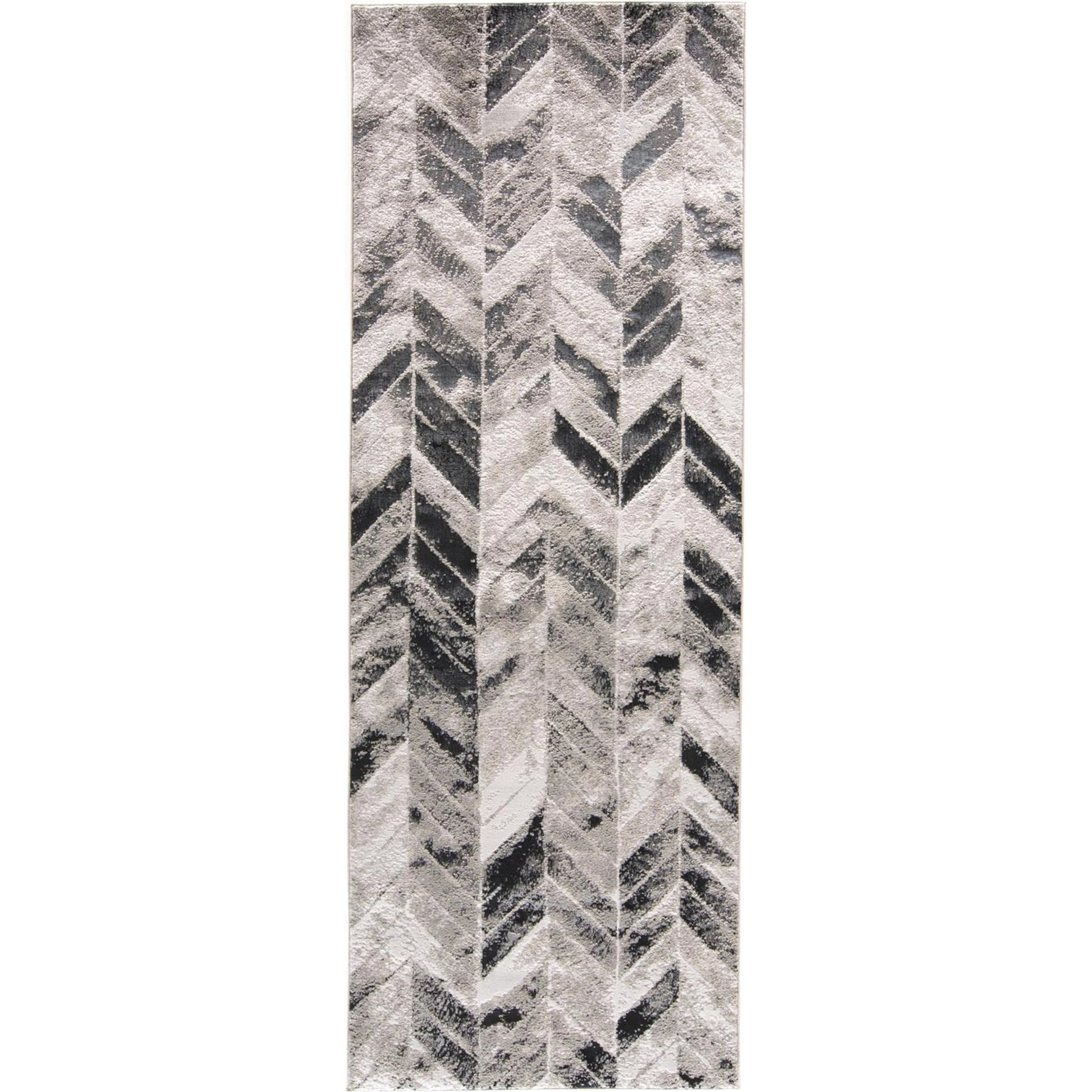 Micah Chevron Rug - 3048F by Feizy in black, gray, silver. Made from polyester, polypropylene in a unique style.