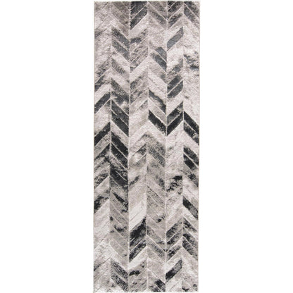 Micah Chevron Rug - 3048F by Feizy in black, gray, silver. Made from polyester, polypropylene in a unique style.