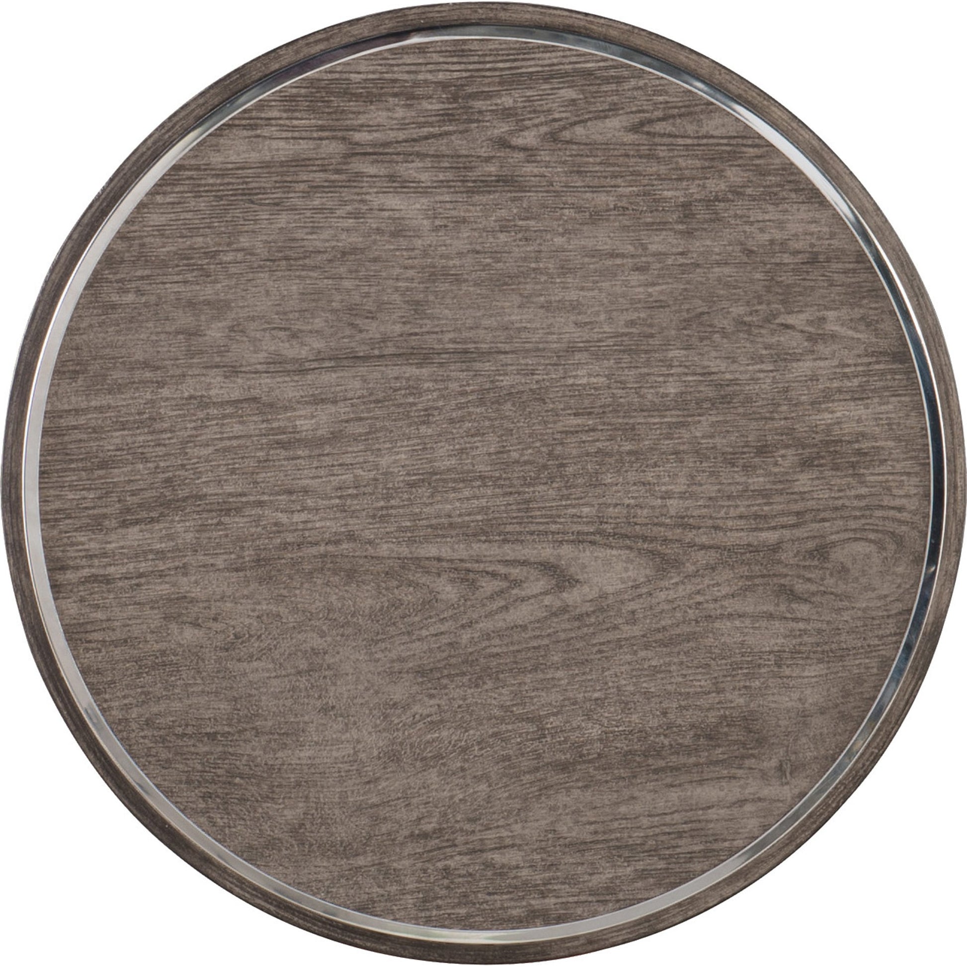 Storia End Table by Hooker Furniture in greige. Made from oak veneers, stainless steel in a modern style.