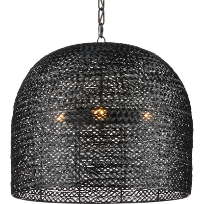 Piero Pendant by Currey and Company in satin black. Made from metal in a cottage & farmhouse style.