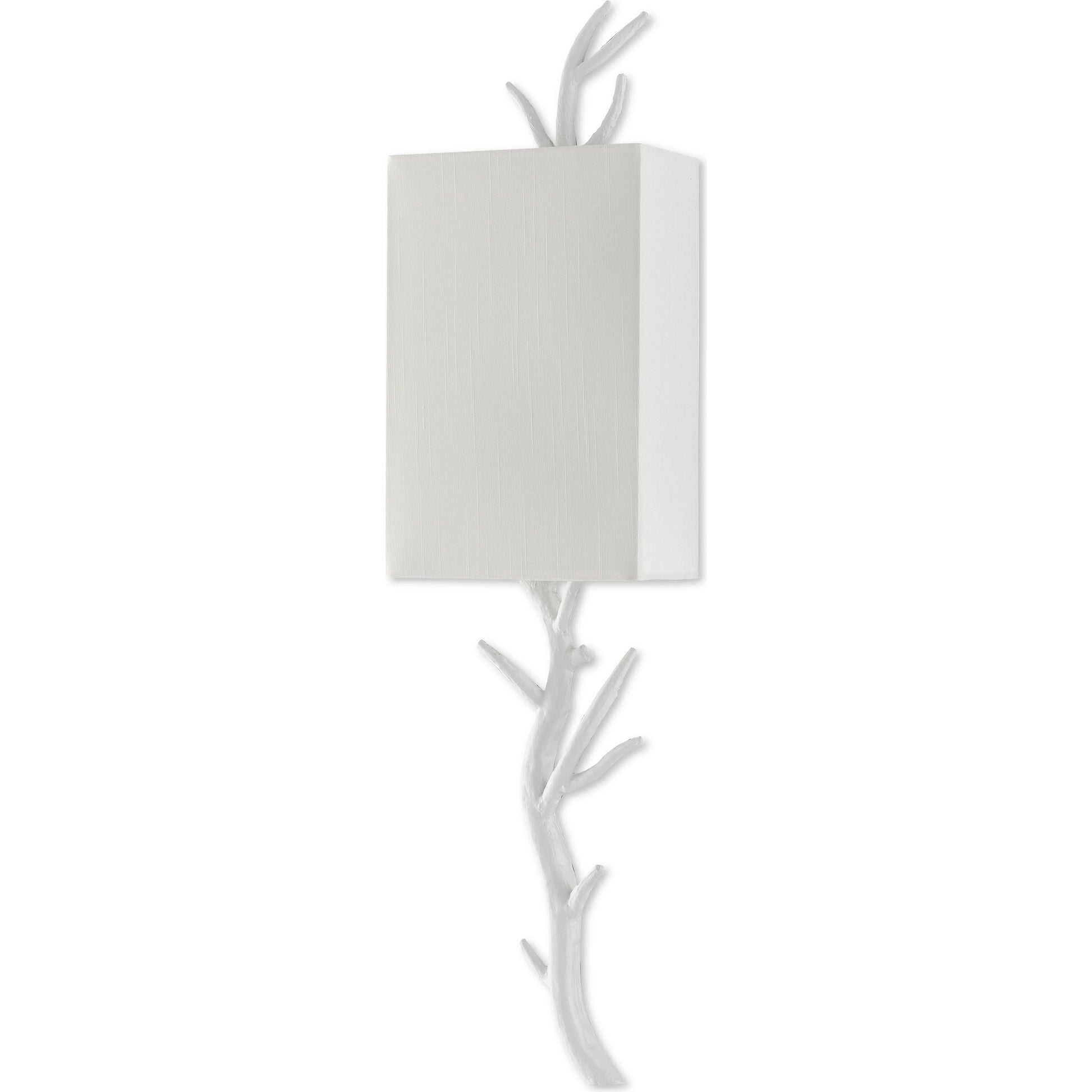 Baneberry Wall Sconce by Currey and Company in gesso white. Made from wrought iron in a transitional style.