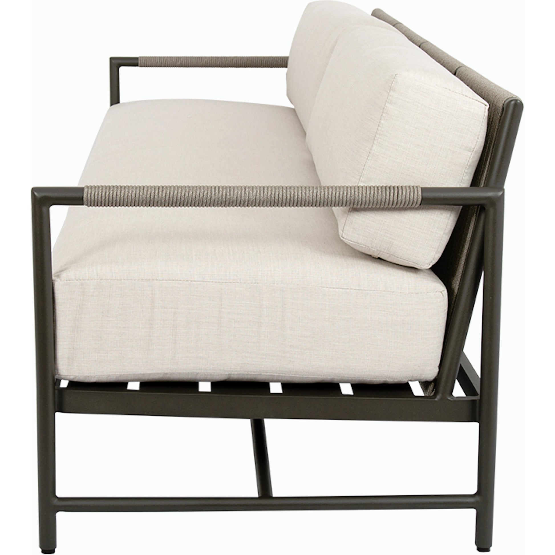 Pietra Outdoor Sofa by Sunset West in graphite. Made from olefin rope in a modern style.