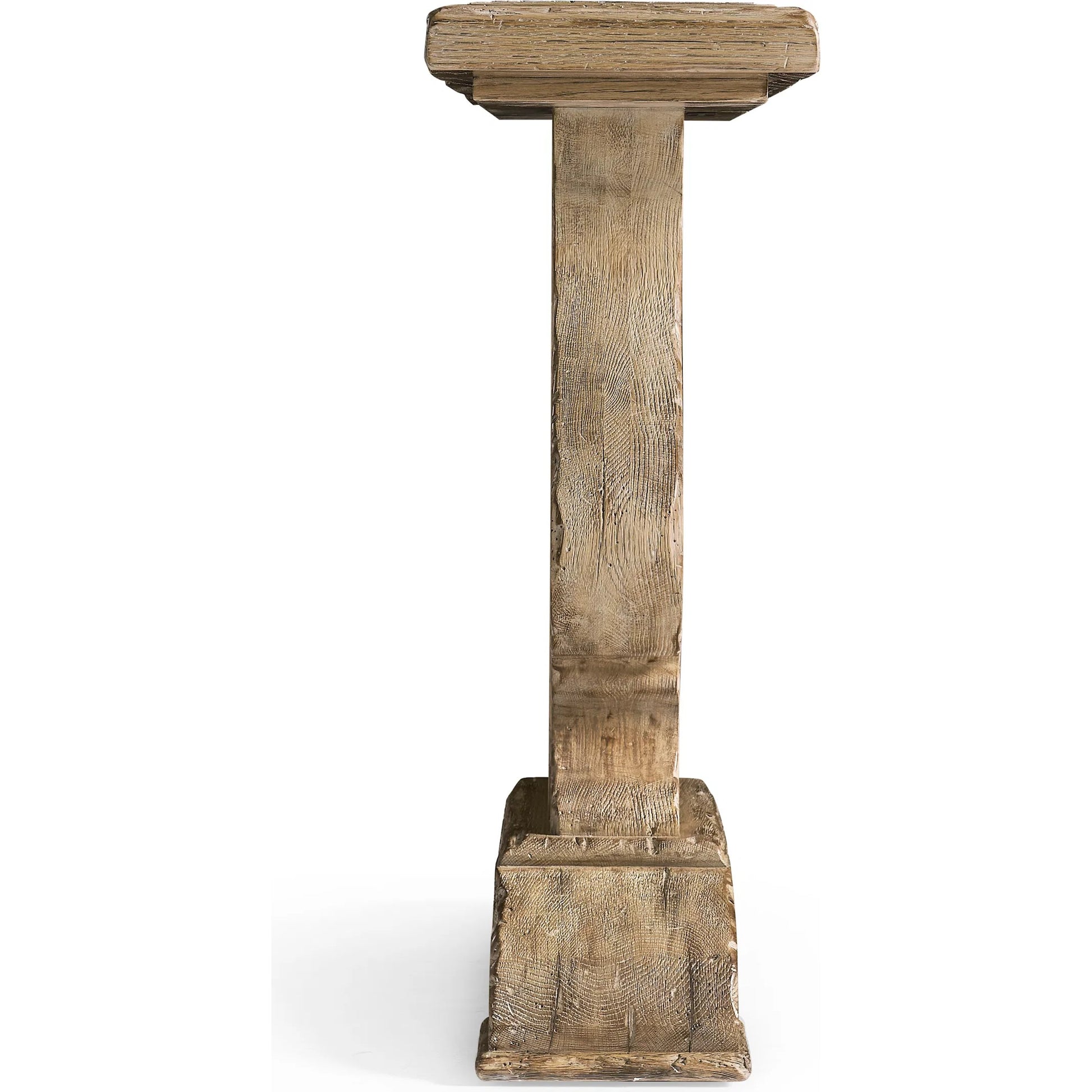 Sagehill Pedestal Console Table by Jonathan Charles in timberon grey oak. Made from main oak veneer in a unique style.