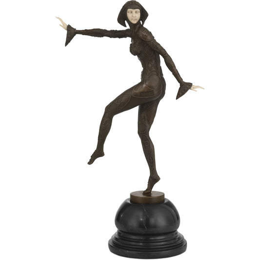 Zanni Sculpture by Currey and Company in black, cream. Made from bronze, marble in a eclectic & global style.