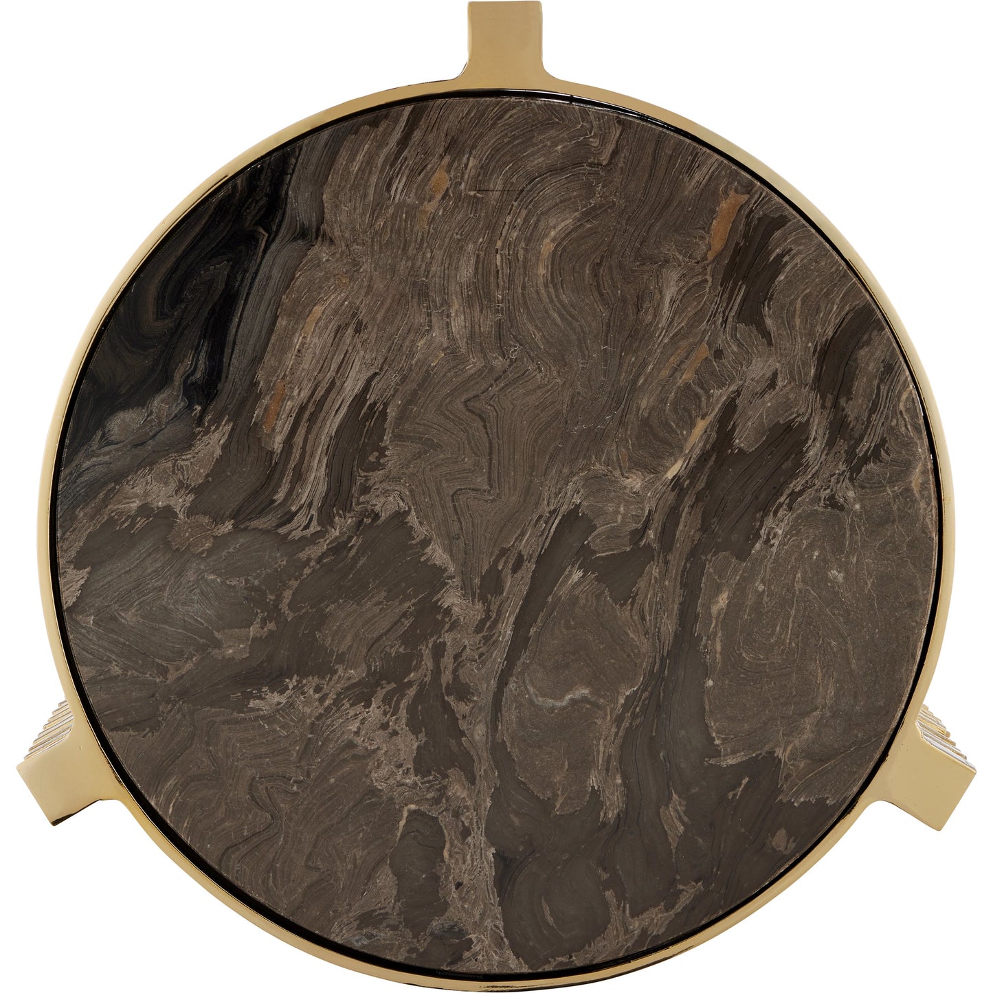 004 SI-2133890 | Additional Silo | Corrado Cappuccino Marble Accent Table by Currey and Company in polished brass, natural. Made from iron, cappuccino marble in a modern style.
