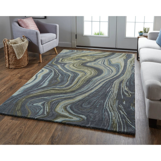 Amira Transitional Rug - 8631F by Feizy in blue, ivory, green. Made from wool in a unique style.