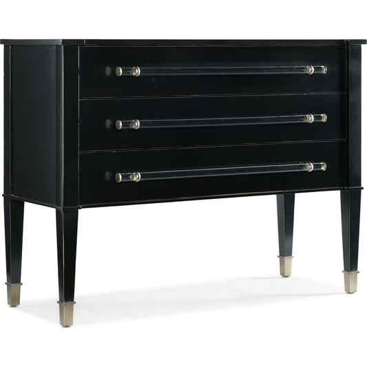 Rowan Chest by Hooker Furniture in black. Made from maple veneers, metal cap in a modern style.