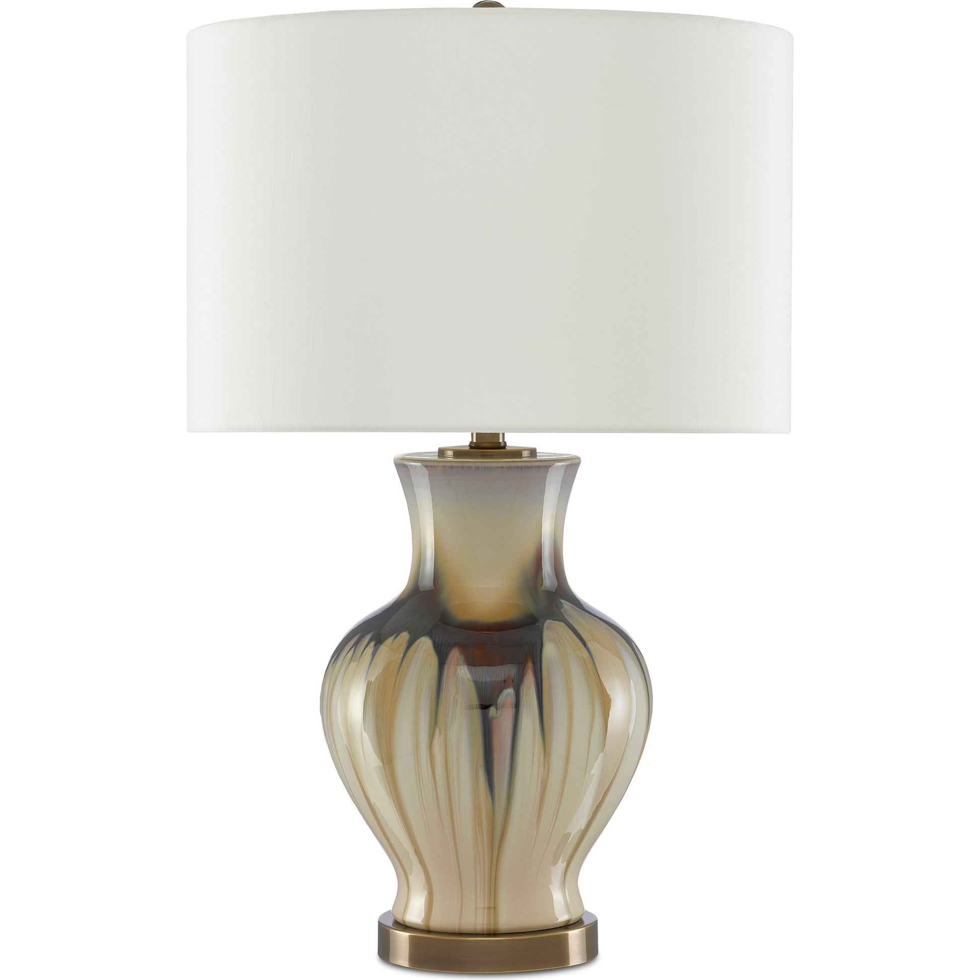 Muscadine Table Lamp by Currey and Company in cream, brown, antique brass. Made from porcelain, metal in a transitional style.