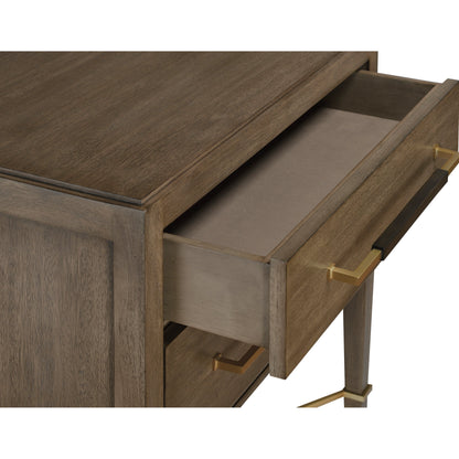 Verona Chanterelle Nightstand by Currey and Company in chanterelle, coffee, champagne. Made from mahogany, brass, iron in a transitional style.