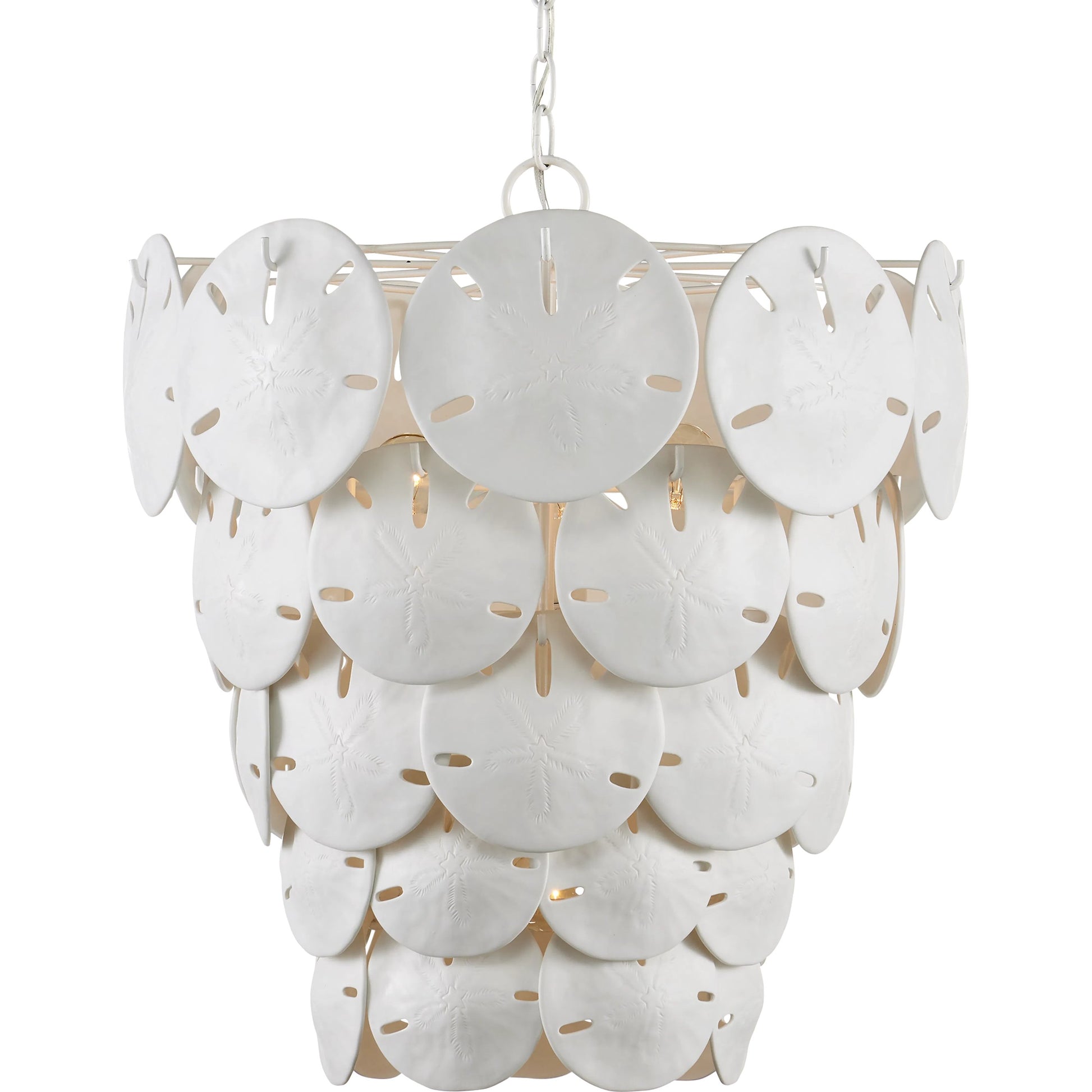 Tulum Chandelier by Currey and Company in white, sugar white. Made from bone china, wrought iron in a modern style.