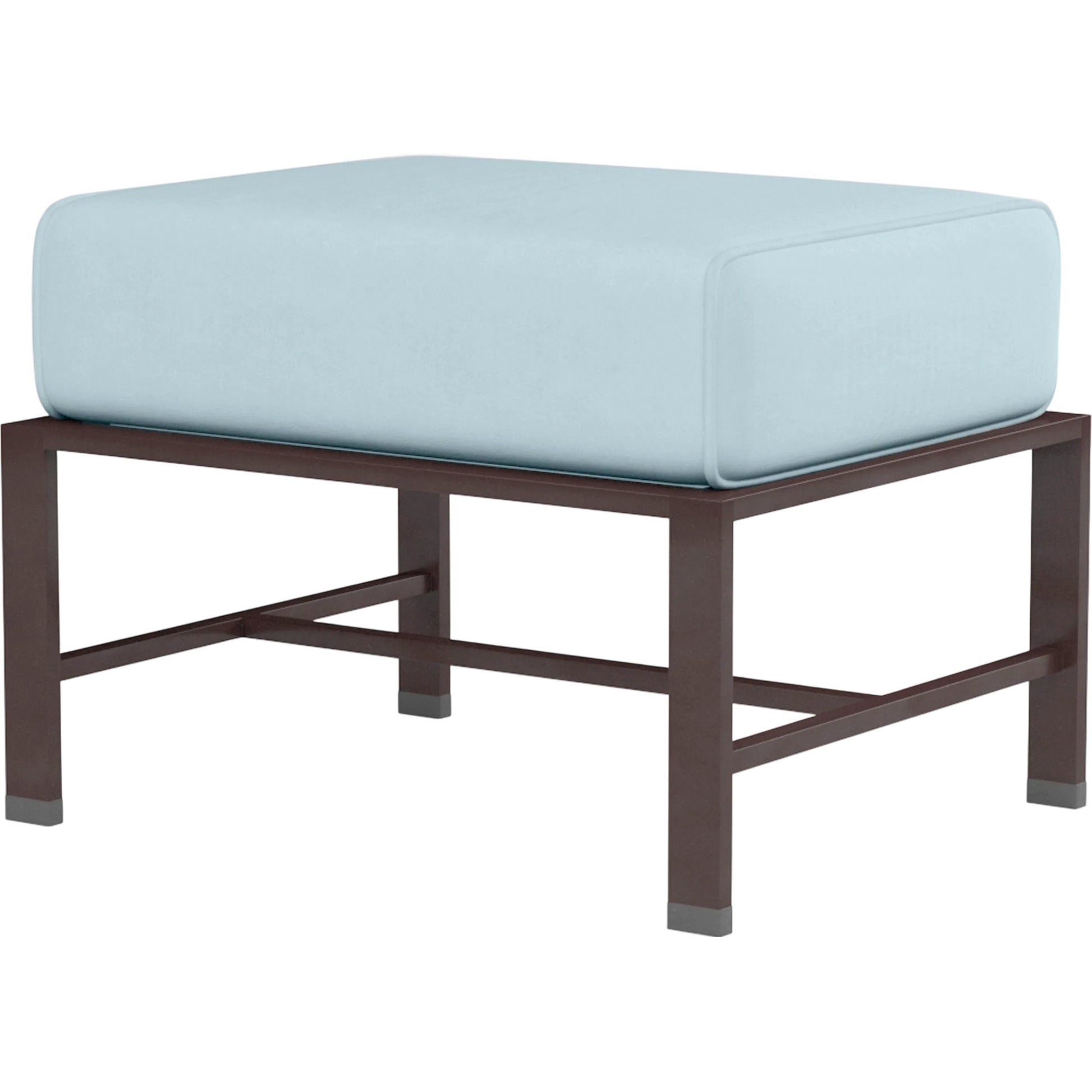 La Jolla Outdoor Ottoman by Sunset West in browns. Made from aluminum in a modern style.