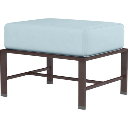 La Jolla Outdoor Ottoman by Sunset West in browns. Made from aluminum in a modern style.