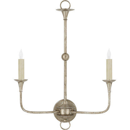 Nottaway Double Wall Sconce by Currey and Company. Made from wrought iron in a traditional style.