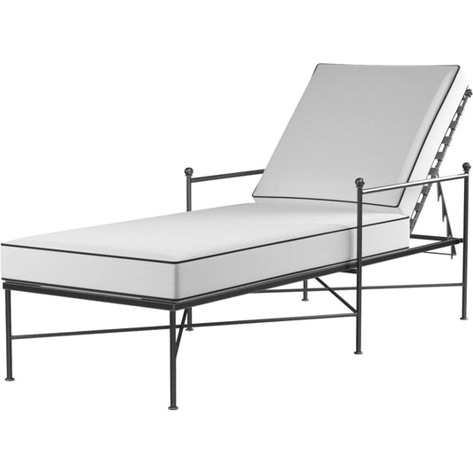 Provence Outdoor Chaise Lounge by Sunset West. Made from wrought iron in a modern style.