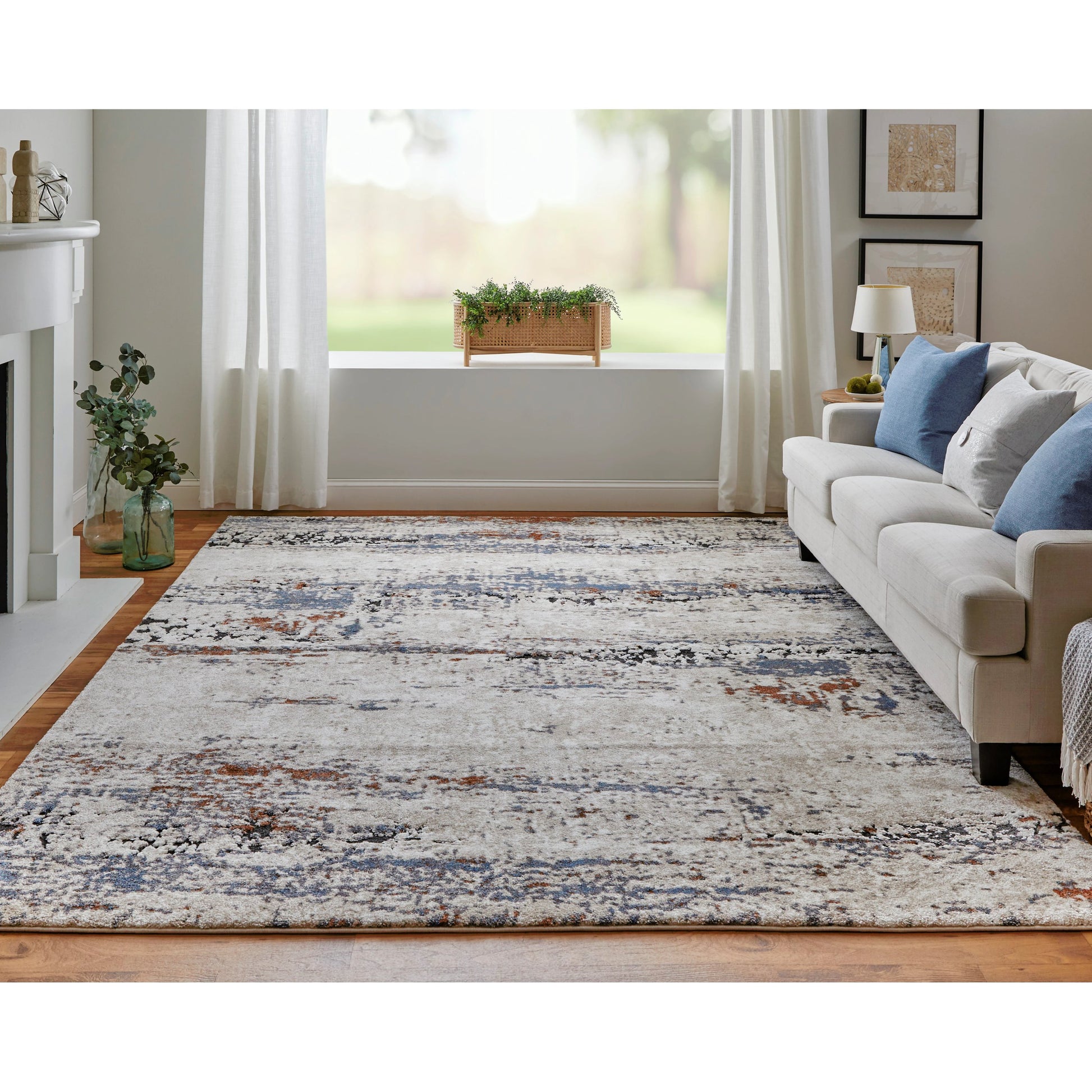 Gilmore Rug - 39MLF by Feizy in ivory, blue, gray. Made from polypropylene in a unique style.