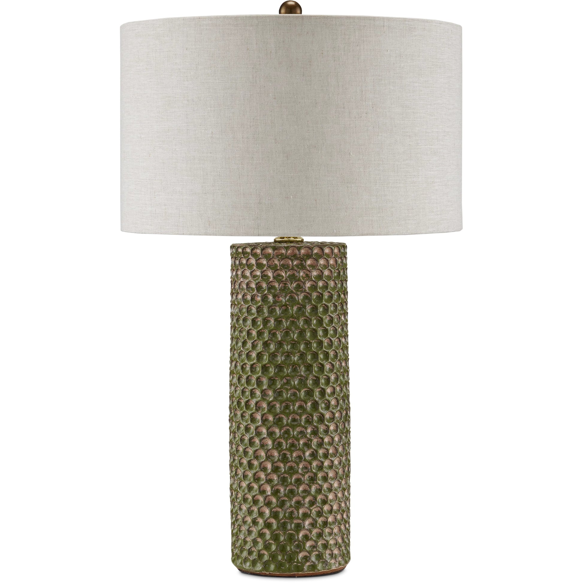 Polka Dot Table Lamp by Currey and Company in reactive blue, polished brass. Made from ceramic in a modern style.