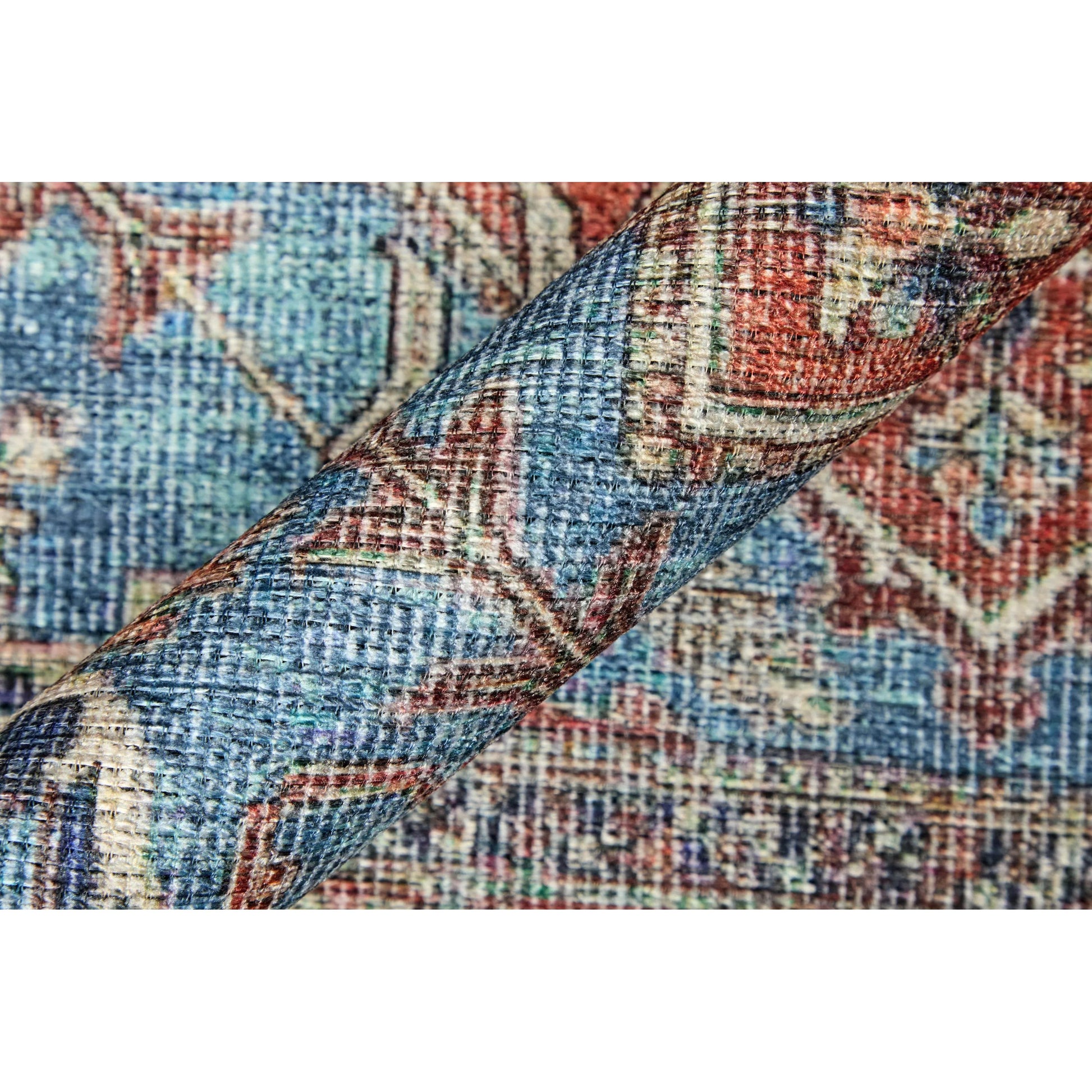 Percy Transitional Rug - 39AHF by Feizy in blue, red, ivory. Made from polyester in a unique style.