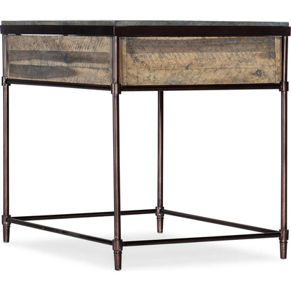 St. Armand End Table by Hooker Furniture. Made from acacia solids with round metal tube, metal sheet in a modern style.
