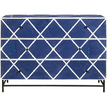 Navy Blue 3-Drawer Accent Chest by Pulaski Furniture in navy. Made from mango veneers in a unique style.