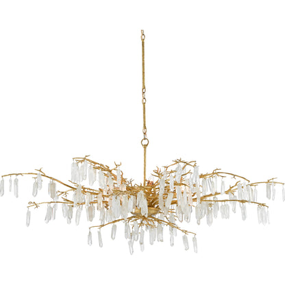Forest Dawn Chandelier by Currey and Company. Made from wrought iron, crystal in a eclectic & global style.