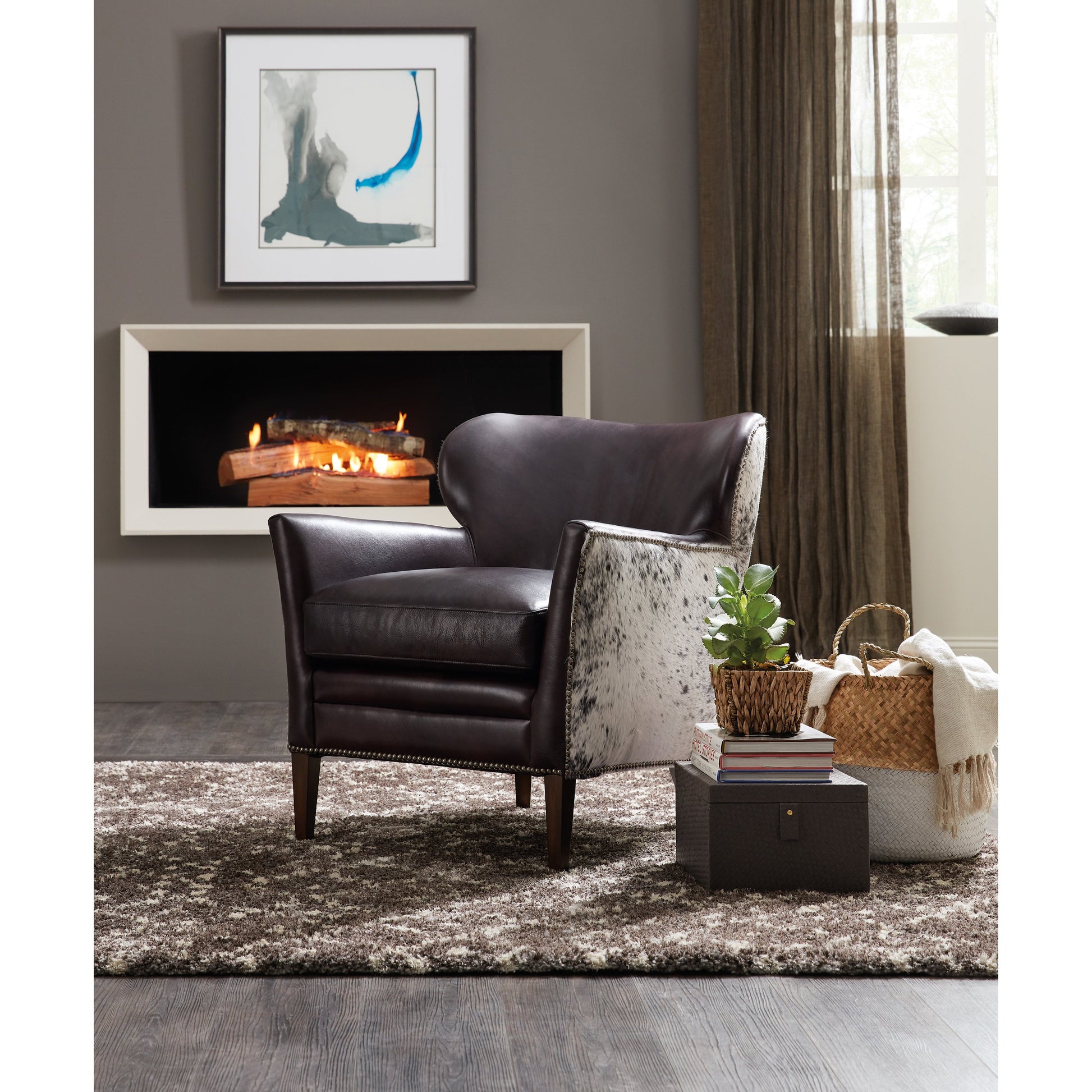 Kato Leather Club Chair by Hooker Furniture. Made from leather in a traditional style.