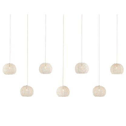 Piero Rectangular 7-LIGHT Multi-Drop Pendant by Currey and Company in sugar white, silver. Made from sugar white, metal in a modern style.