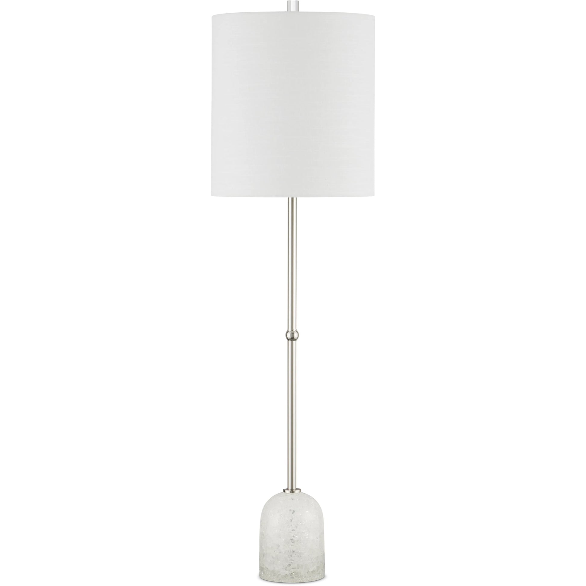 Craquelle Table Lamp by Currey and Company in clear crackle, polished nickel. Made from glass, metal in a modern style.