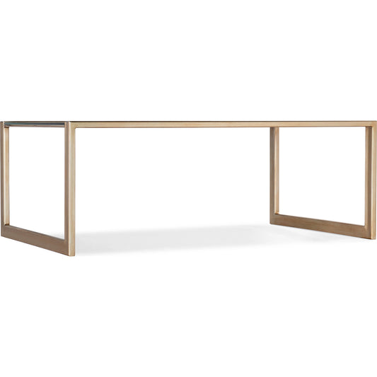 Melange Koi Rectangle Cocktail Table by Hooker Furniture in gold. Made from wood, glass, metal in a modern style.