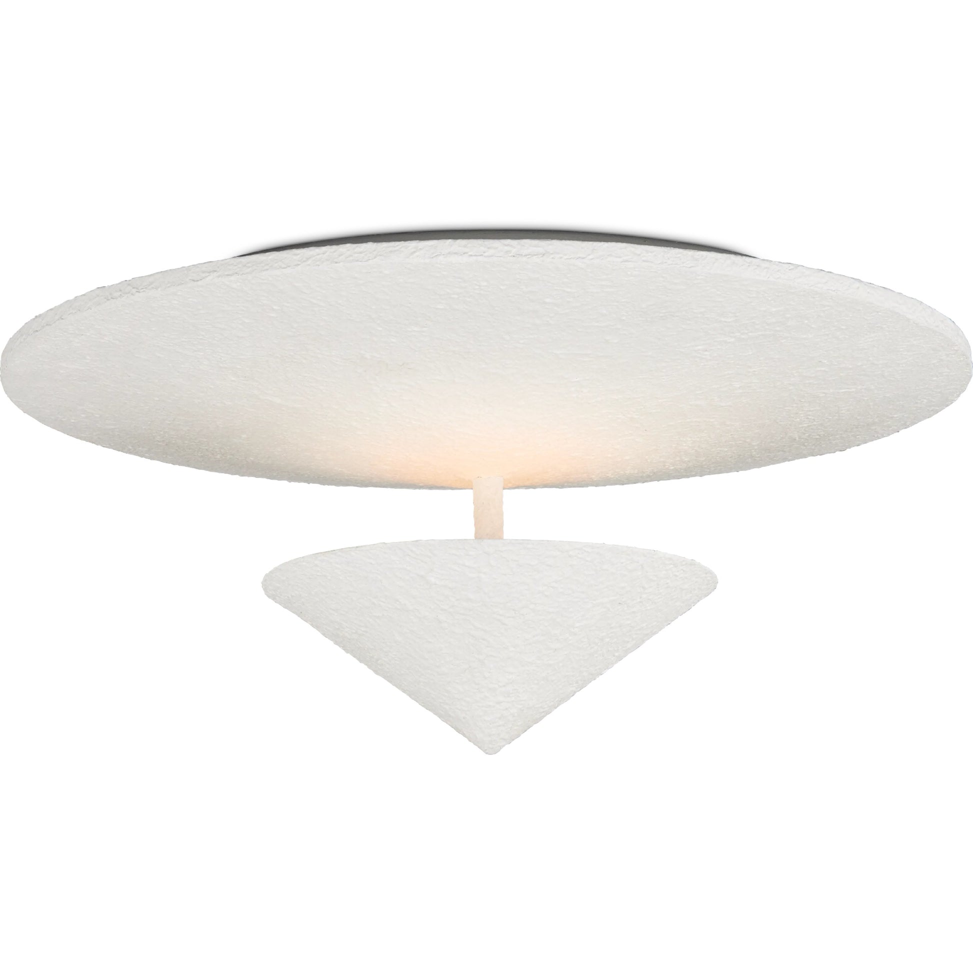 Empyrean Flush Mount by Currey and Company in yeso blanco. Made from wrought iron in a modern style.