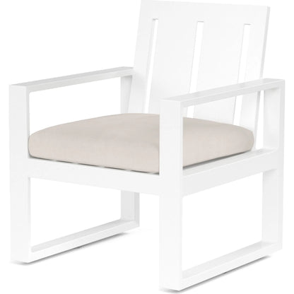 Newport Outdoor Dining Chair by Sunset West in whites/creams/beiges. Made from aluminum in a modern style.